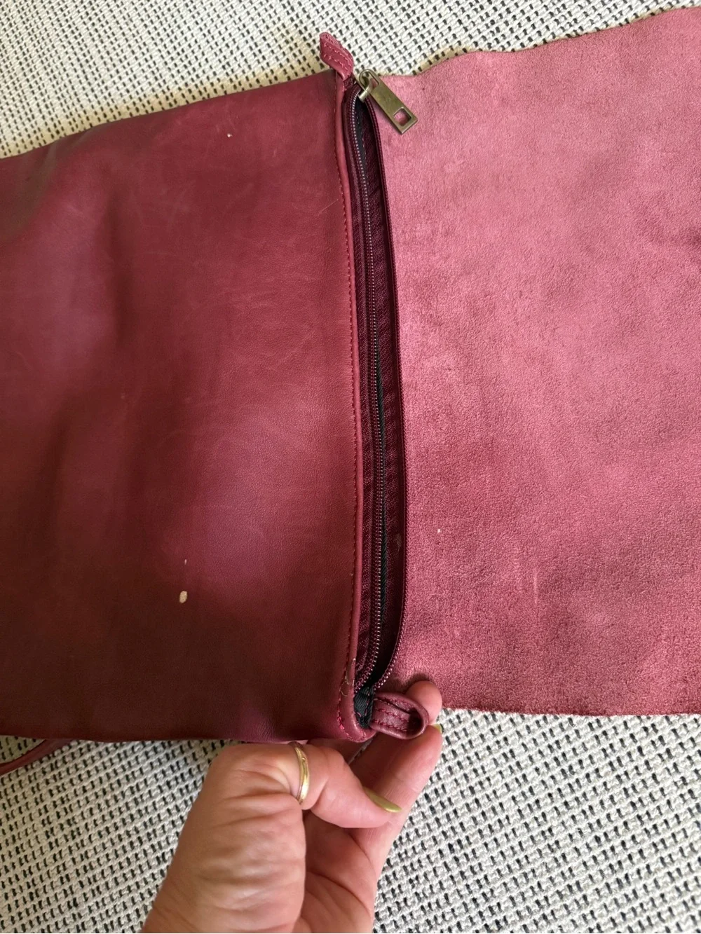 Women's Burgundy Genuine Italian Leather Backpack - Unbranded